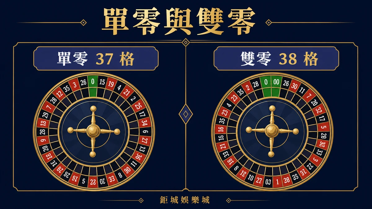 單零三十七格與雙零三十八格輪盤並排比較