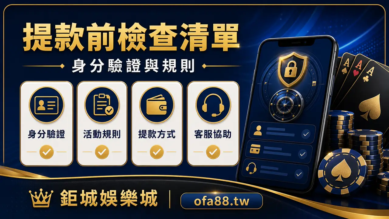 提款前檢查身分驗證、帳戶資料與客服紀錄的清單圖