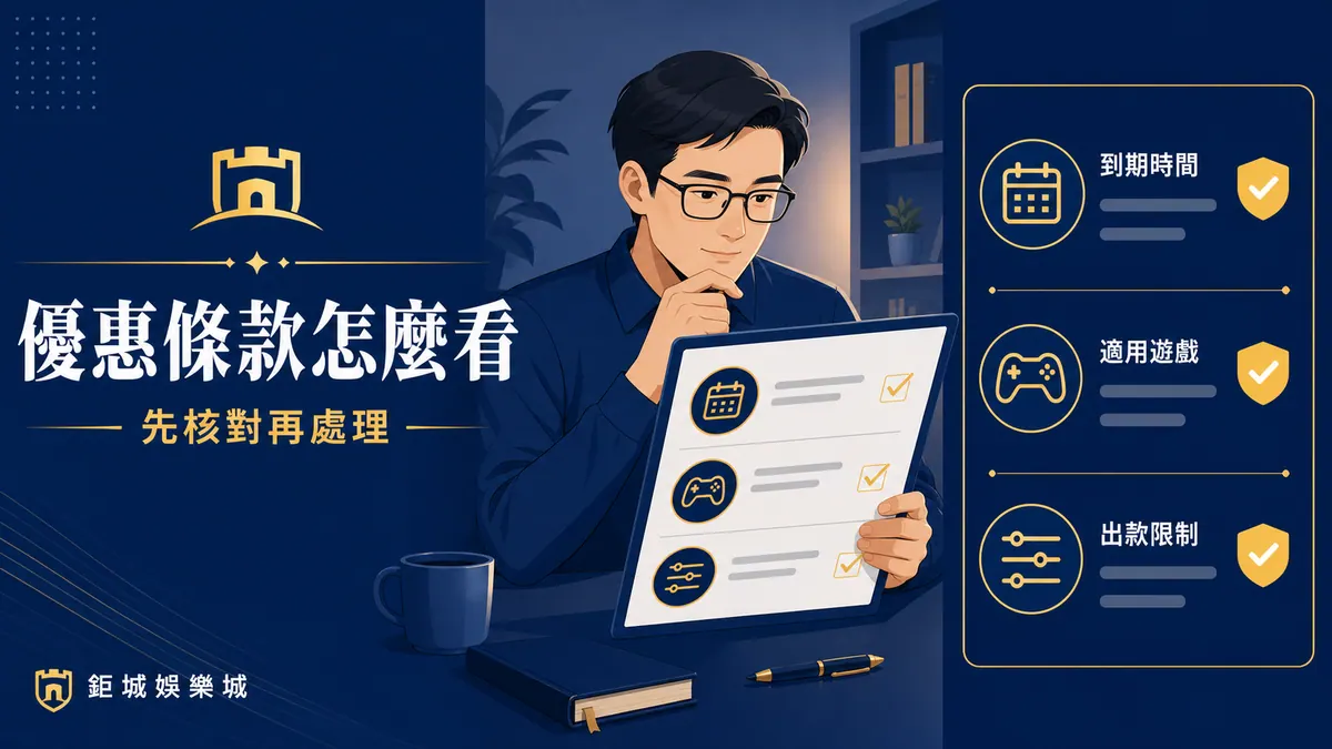 鉅城娛樂城｜娛樂城優惠條款怎麼看？有效期、適用遊戲與提款限制重點整理